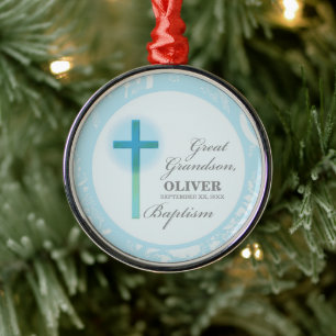 Great Grandson Taufe Blue Lace Personalisiert Ornament Aus Metall