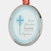 Great Grandson Taufe Blue Lace Personalisiert Ornament Aus Metall (Links)