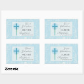 Great Grandson Taufe Blue Lace Personalisiert Rechteckiger Aufkleber (Blatt)