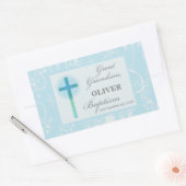 Great Grandson Taufe Blue Lace Personalisiert Rechteckiger Aufkleber (Umschlag)
