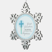 Great Grandson Taufe Blue Lace Personalisiert Schneeflocken Zinn-Ornament (Rechts)