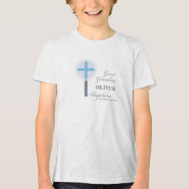 Great Grandson Taufe Blue Lace Personalisiert Tri-Blend Shirt
