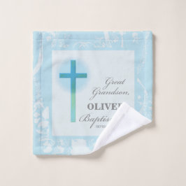 Great Grandson Taufe Blue Lace Personalisiert Waschlappen