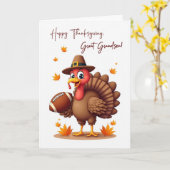 Great Grandson Thanksgiving Funny Turkey Football Karte (Gelbe Blume)