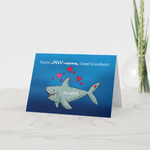 Great Grandson Valentinstag Shark Karte