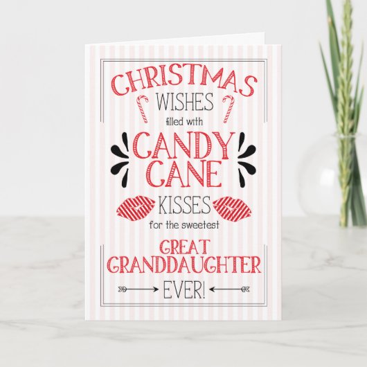 Great Grandtochter Candy Cane Kisses Weihnachten (Vorderseite)