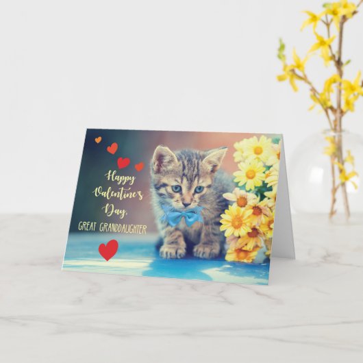 Great Grandtochter Liebe Valentine Kitten Daisies Karte (Gelbe Blume)