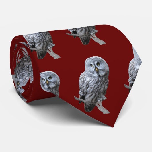 Great Gray Owl Neck Tie Krawatte (Gerollt)