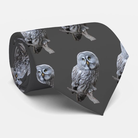 Great Gray Owl Neck Tie Krawatte (Gerollt)