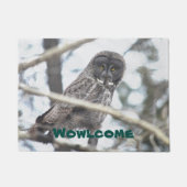 Great Gray Owl on Branch Welcome Mat Fußmatte (Vorderseite)