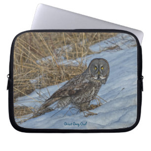 Great Gray Owl Raptor Winter Wildlife Foto Laptopschutzhülle
