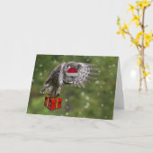 Great Gray Owl Santa Karte (Gelbe Blume)