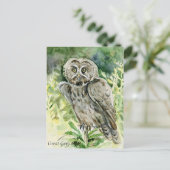 Great Gray Owl Wasserfarbe Postkarte (Stehend Vorderseite)