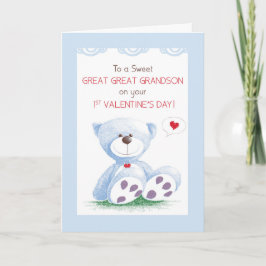 Great Great Grandson 1. Valentinstag Blue Teddy Karte