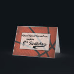 Great Great Grandson 8th Birthday Basketball Large Karte<br><div class="desc">In a few days time it will be you great great grandsons happy 8th birthday celebration. Join in and be part of the merriment by simply giving him this card that shares with him his favorite sport of basketball. THE TEXT ON THE COVER OF THIS CARD IS GRUNGE STYLE THAT...</div>