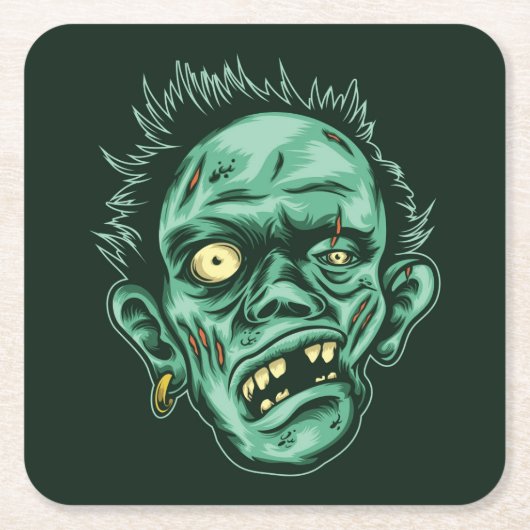 Great Halloween oder Zombie Head Rechteckiger Pappuntersetzer (Vorderseite)