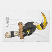 Great hornbill bird cartoon illustration geschirrtuch (Horizontal)
