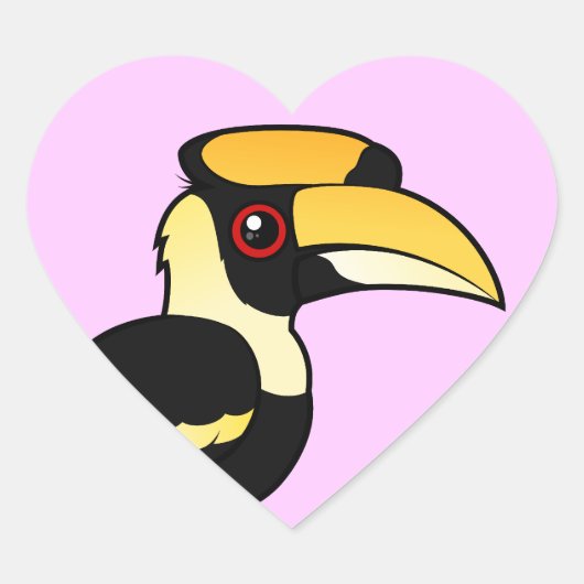 Great Hornbill Herz-Aufkleber (Vorderseite)
