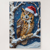 Great Horned Owl Christmas Scroll Bearer Hat Puzzle (Vertikal)