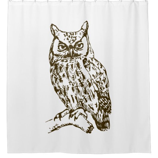 Great Horned Owl White Duschvorhang (Vorderseite)