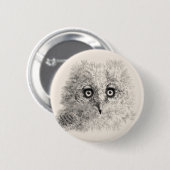 Great Horned Owlet Zeichnend Button (Vorne & Hinten)