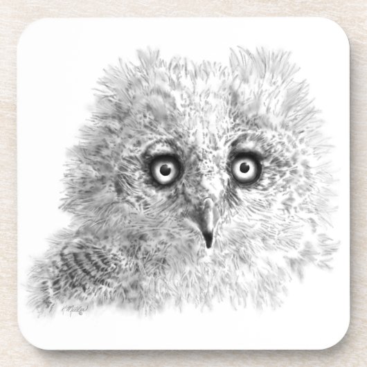 Great Horned Owlet Zeichnend Getränkeuntersetzer (Vorderseite)