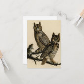 Great Horned Owls (J.J. Audubon) Karte (Vorderseite/Rückseite Beispiel)