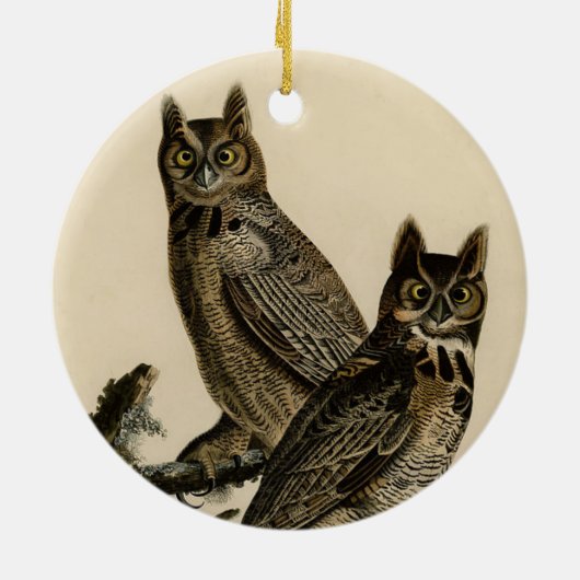 Great Horned Owls (von John James Audubon) Keramik Ornament (Hinten)