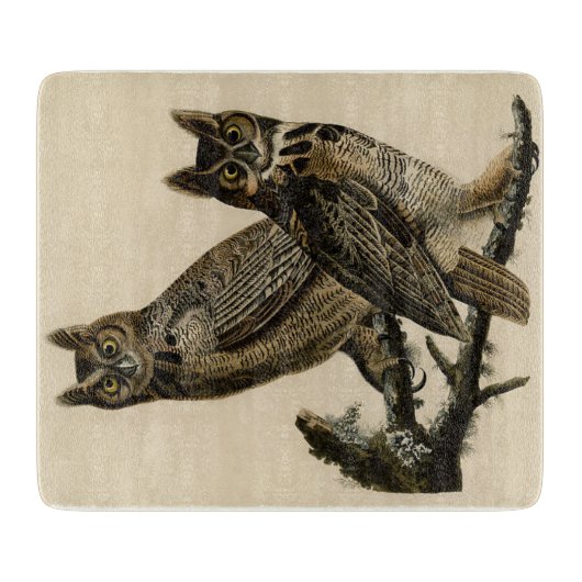 Great Horned Owls (von John James Audubon) Schneidebrett (Vorderseite)