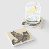 Great Horned Owls (von John James Audubon) Steinuntersetzer (Seitenansicht)