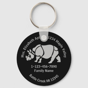 Great Indian Rhino Lost Family Zuhause Address Schlüsselanhänger