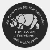 Great Indian Rhinoceros Rhino Family Zuhause-Adres Runder Aufkleber (Vorderseite)