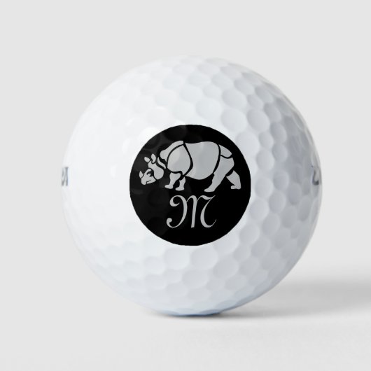 Great Indian Rhinoceros The Unicorn Rhino Monogram Golfball (Vorderseite)