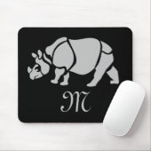 Great Indian Rhinoceros The Unicorn Rhino Monogram Mousepad (Mit Mouse)