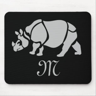 Great Indian Rhinoceros The Unicorn Rhino Monogram Mousepad