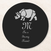 Great Indian Rhinoceros The Unicorn Rhino Monogram Runder Pappuntersetzer (Vorderseite)