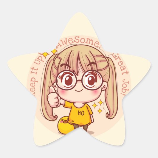 Great Job Kawaii Stern-Aufkleber (Vorderseite)