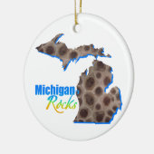 Great Lake Staat | Felsen aus Michigan | Petoskey Keramik Ornament (Links)