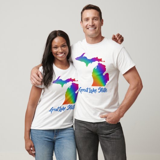 Great Lake Staat | Michigan, farbig mit Regenbogen T-Shirt (Unisex)