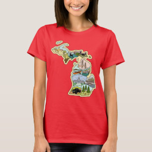 Great Lake Staaten Michigan Vintage Illustrierte K T-Shirt