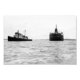 Great Lakes-Dampfer Montrealais unter Schlepp Fotodruck