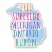Great Lakes Einfacher Text Mitten State Aufkleber (Vorderseite)