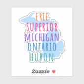 Great Lakes Einfacher Text Mitten State Aufkleber (Blatt)