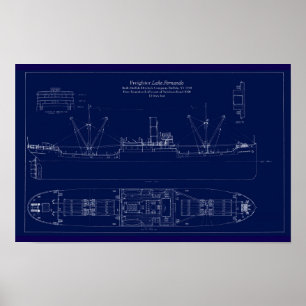 Great Lakes Frachter Lake Fernando Blaupause Poster
