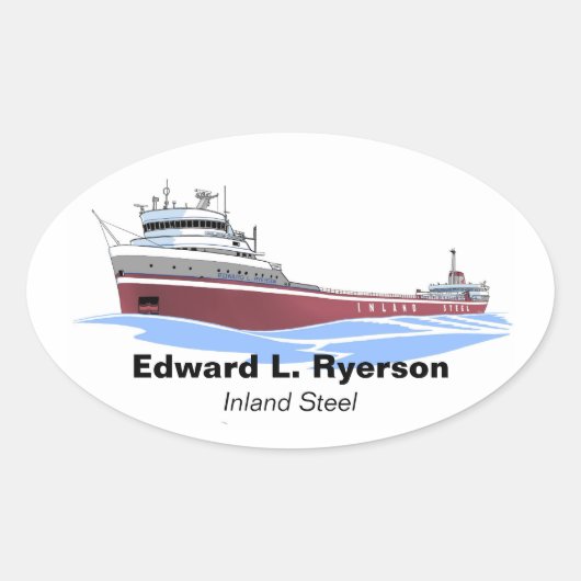 Great Lakes freighter Edward L. Ryerson billboard Ovaler Aufkleber (Vorderseite)