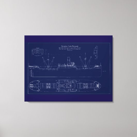 Great Lakes Freighter Lake Fernando Blueprint Leinwanddruck (Vorderseite)