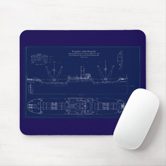 Great Lakes Freighter Lake Fernando Blueprint Mousepad (Mit Mouse)