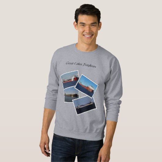 Great Lakes Freighters Briefmarke Shirt Schwarze B (Vorne ganz)