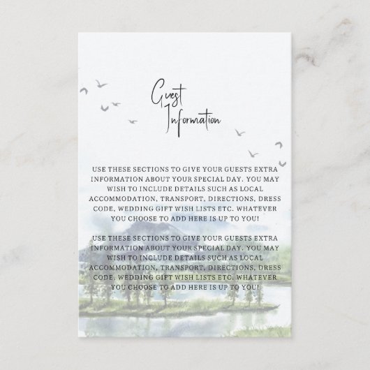 Great Lakes Guest Information Card Begleitkarte (Vorderseite)