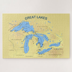 Great Lakes Karte von Nordamerika 20x30 Puzzle